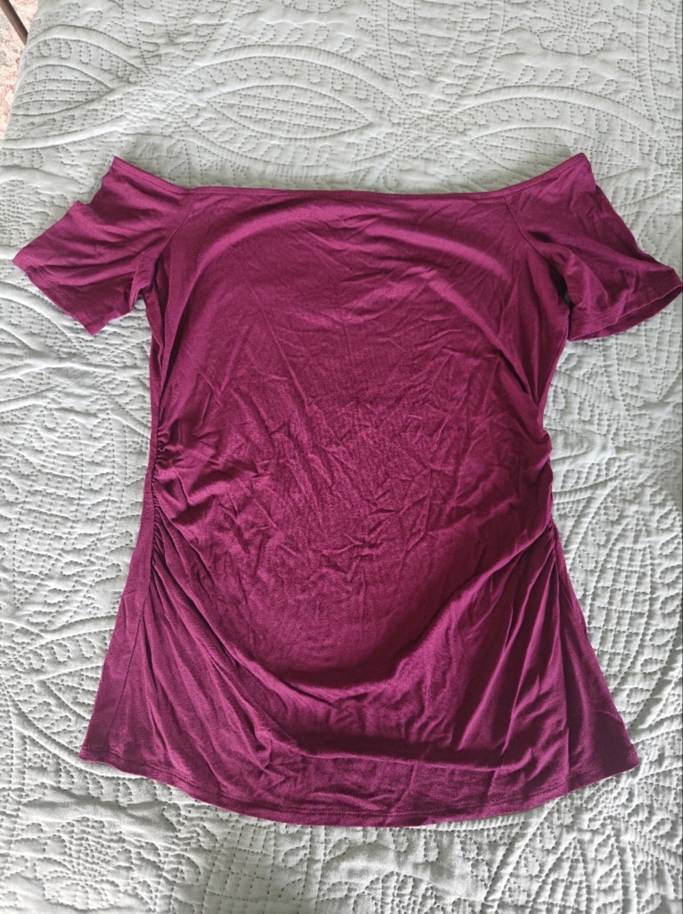 White House Black Market Off-Shoulder Top in Deep Magenta